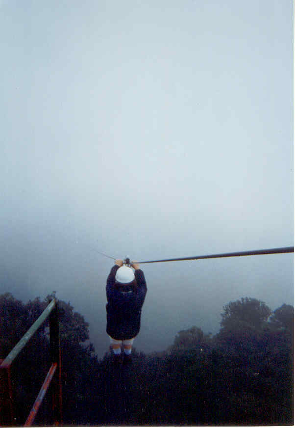 Andy leaving on a zipline